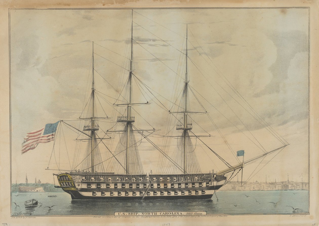 Nave statunitense North Carolina, 102 cannoni, 1843 da Nathaniel Currier