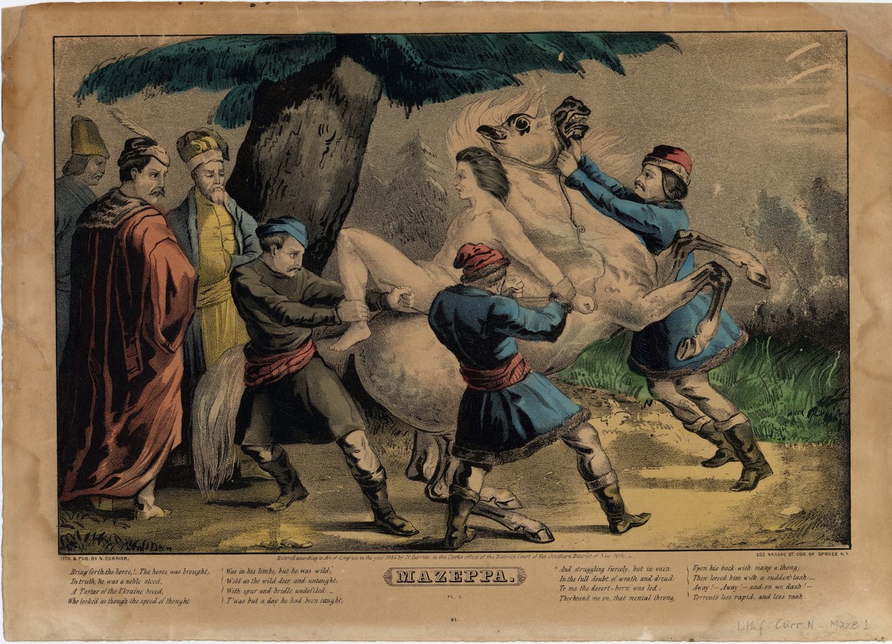 Mazeppa, tavola uno di quattro da Nathaniel Currier