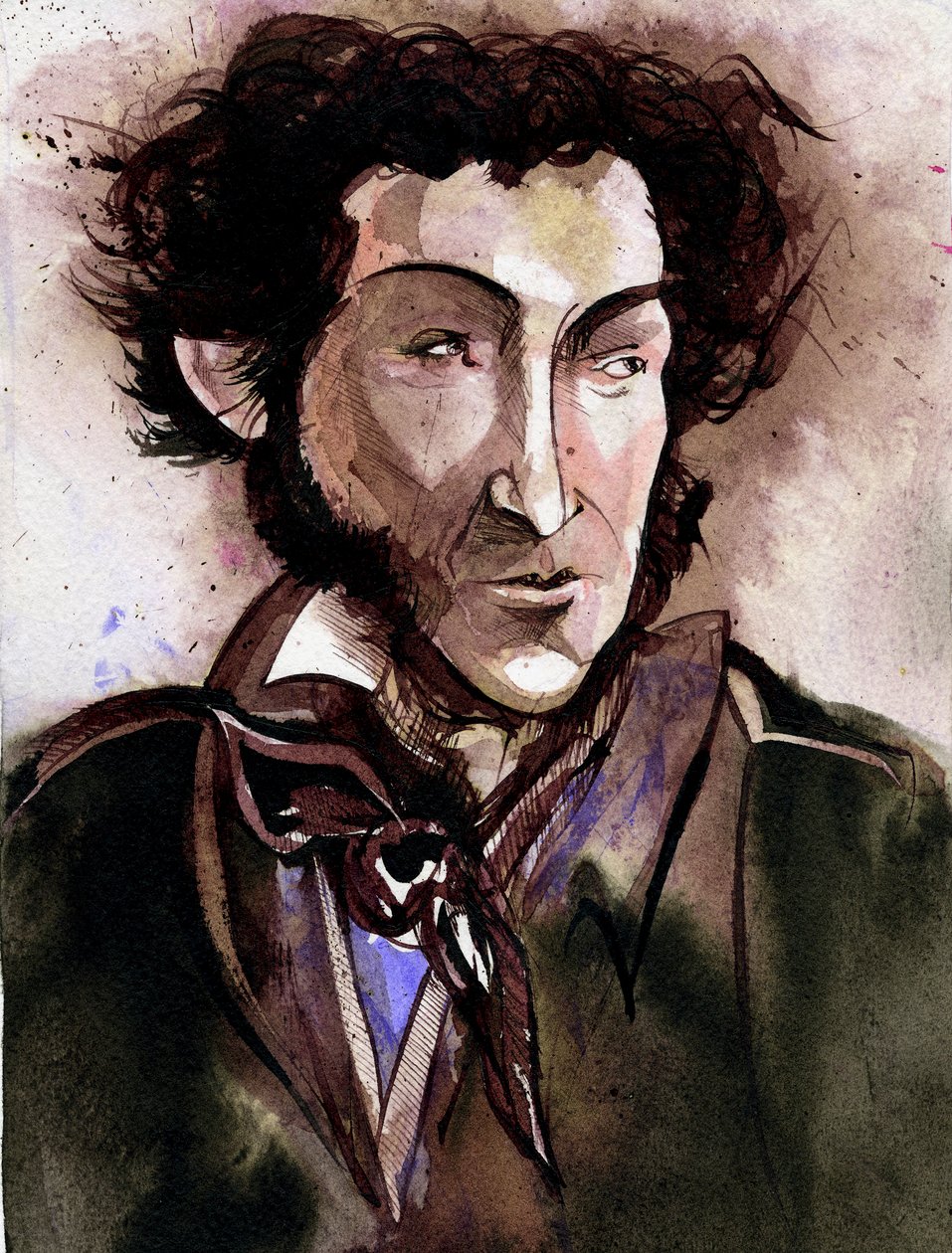 Alexander Pushkin, caricatura del poeta e scrittore russo da Neale Osborne