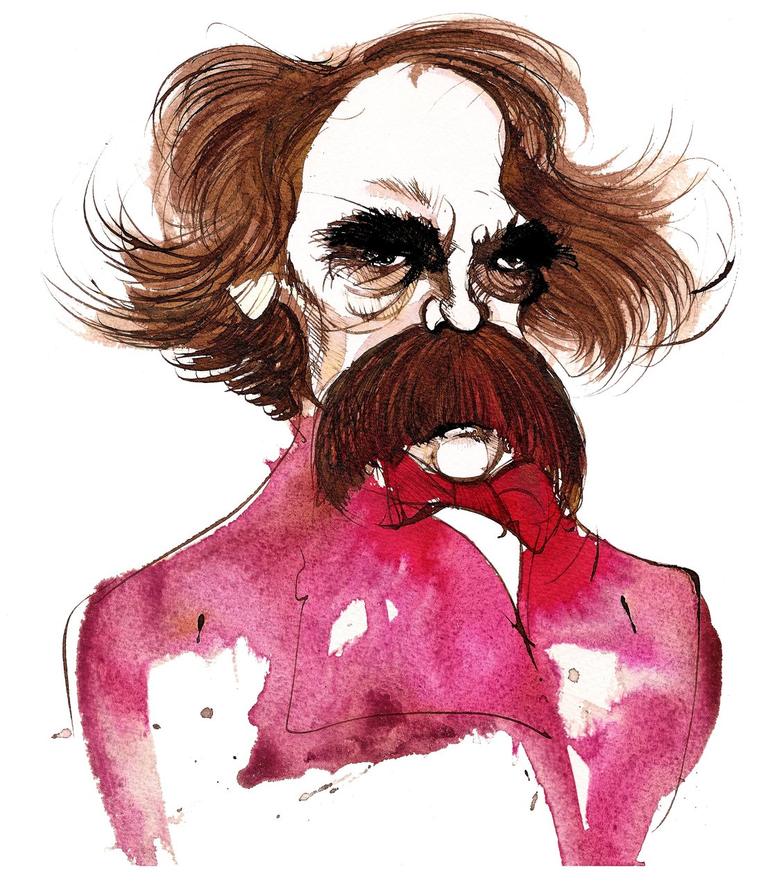 Nathaniel Hawthorne, scrittore americano (1804-64); caricatura da Neale Osborne