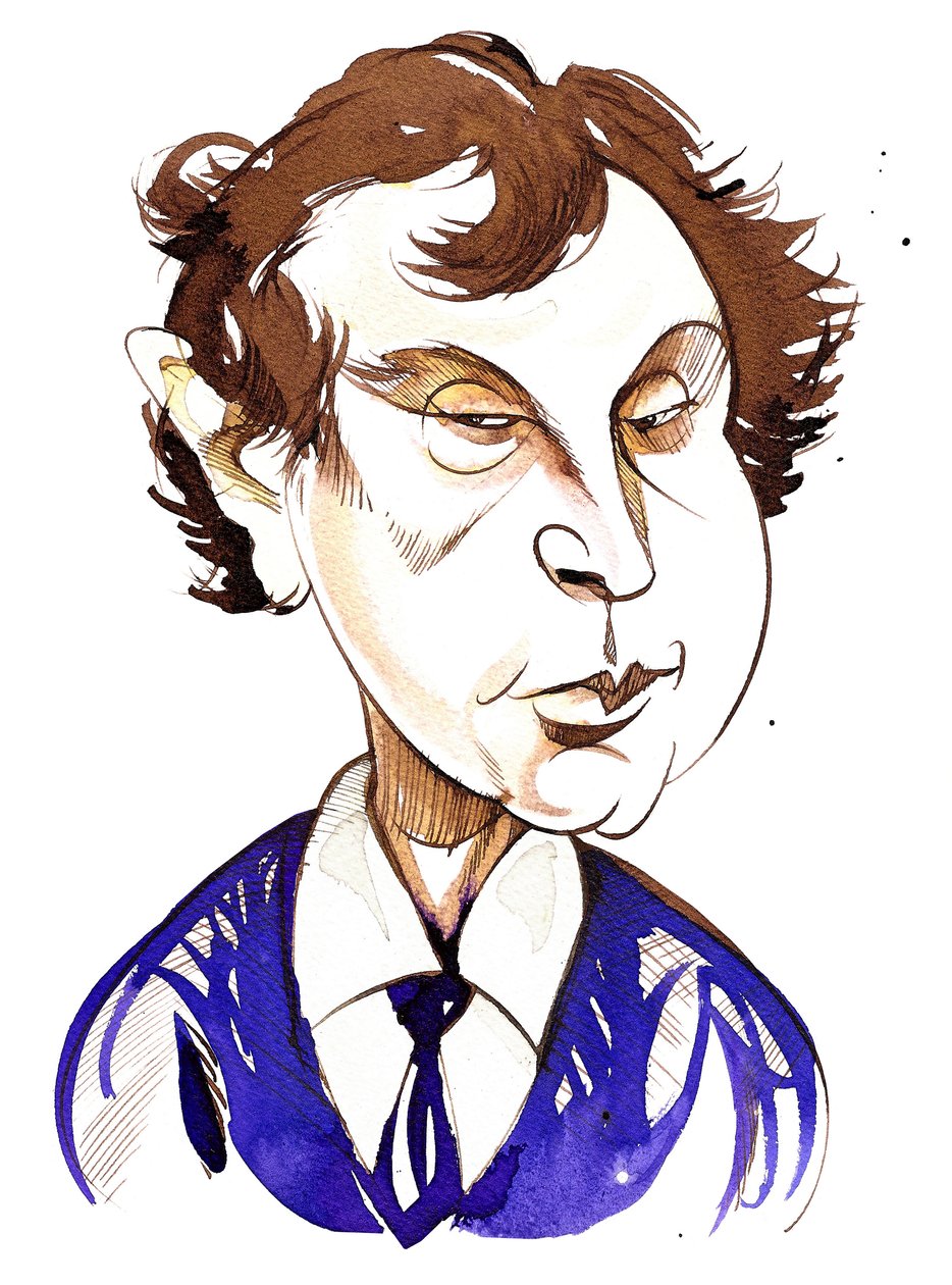 András Schiff (pianista ungherese nato nel 1953), caricatura a colori da Neale Osborne