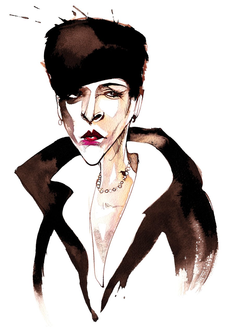 Djuna Barnes, scrittrice e artista modernista americana influente; caricatura da Neale Osborne