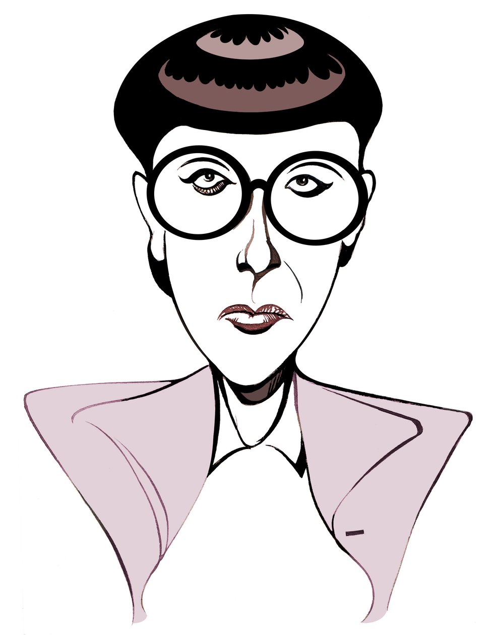 Edith Head costumista americana (1907 - 1981), caricatura con occhiali da Neale Osborne