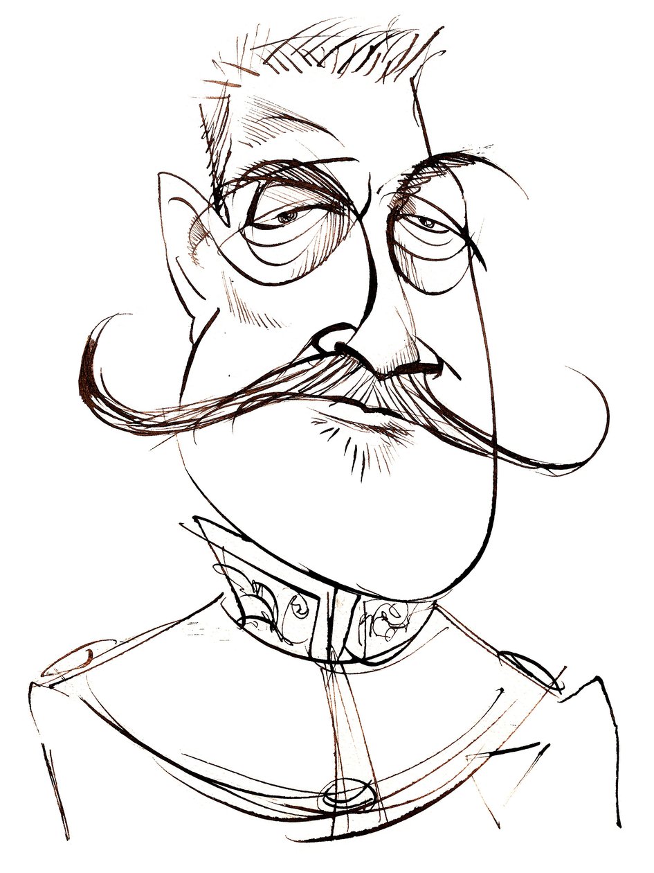 Ferdinand Foch - Maresciallo francese (1851-1929); caricatura da Neale Osborne
