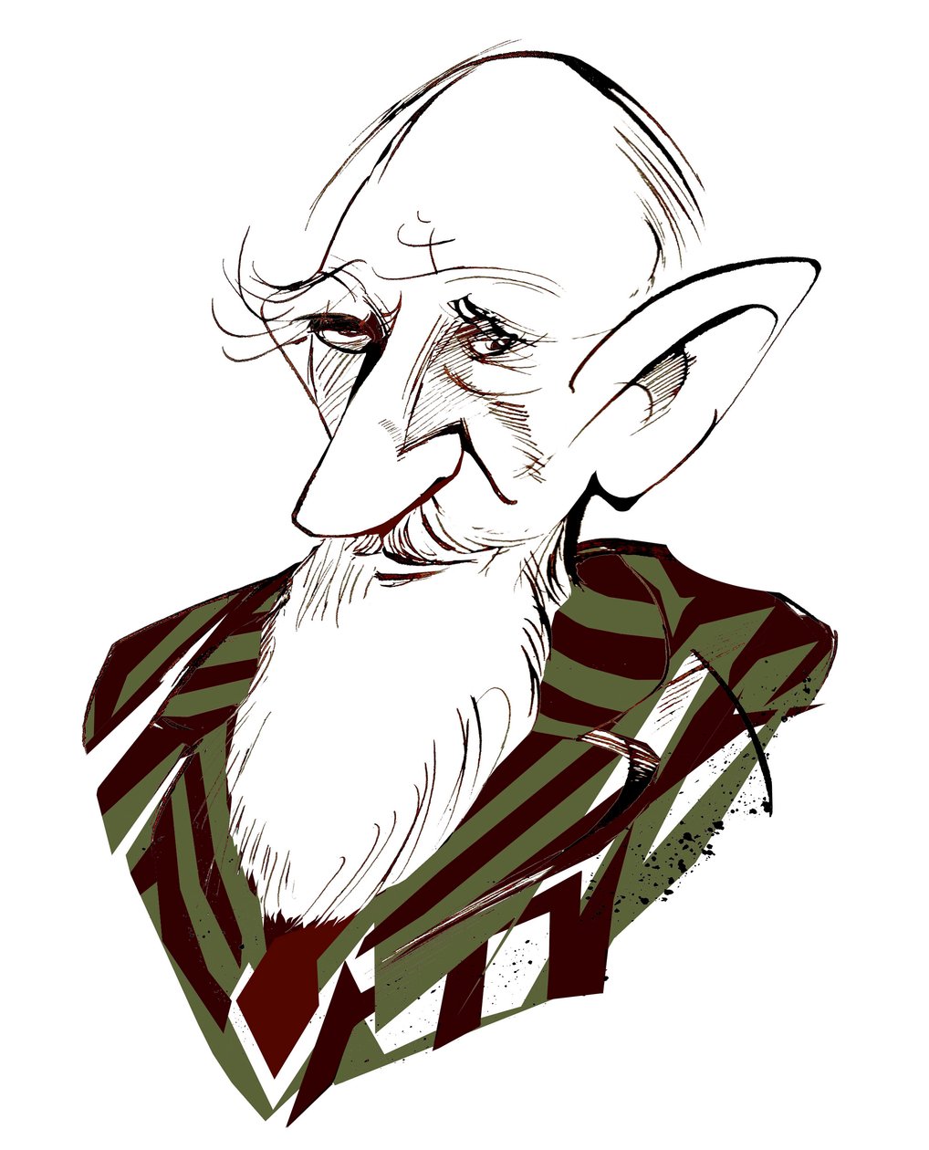 George Bernard Shaw, drammaturgo irlandese, caricatura a colori da Neale Osborne