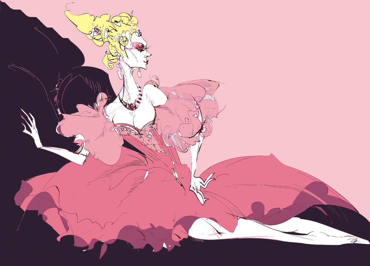 Giulietta, da I racconti di Hoffmann di Offenbach, caricatura a colori, 2006-10 da Neale Osborne