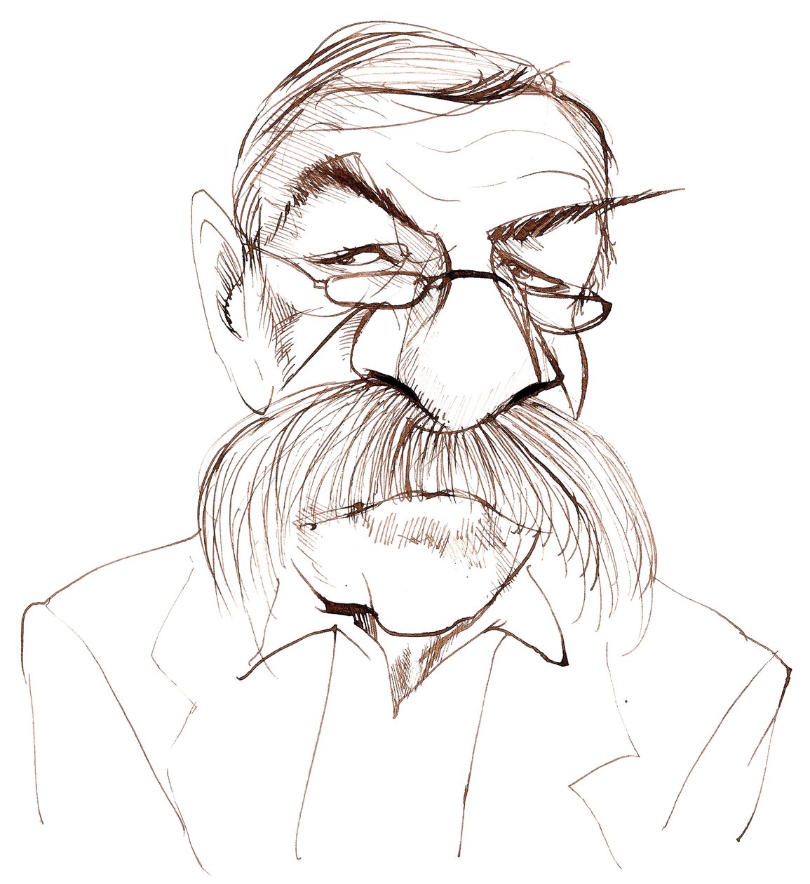 Günter Grass, romanziere, poeta, drammaturgo e artista tedesco; caricatura da Neale Osborne