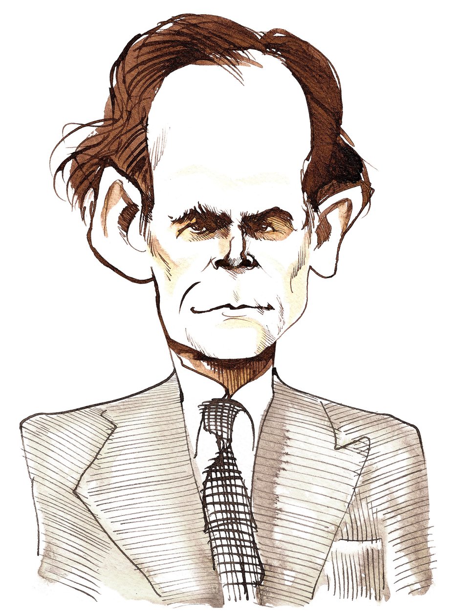Humphrey Searle (compositore inglese, 1915-82) caricatura a inchiostro da Neale Osborne