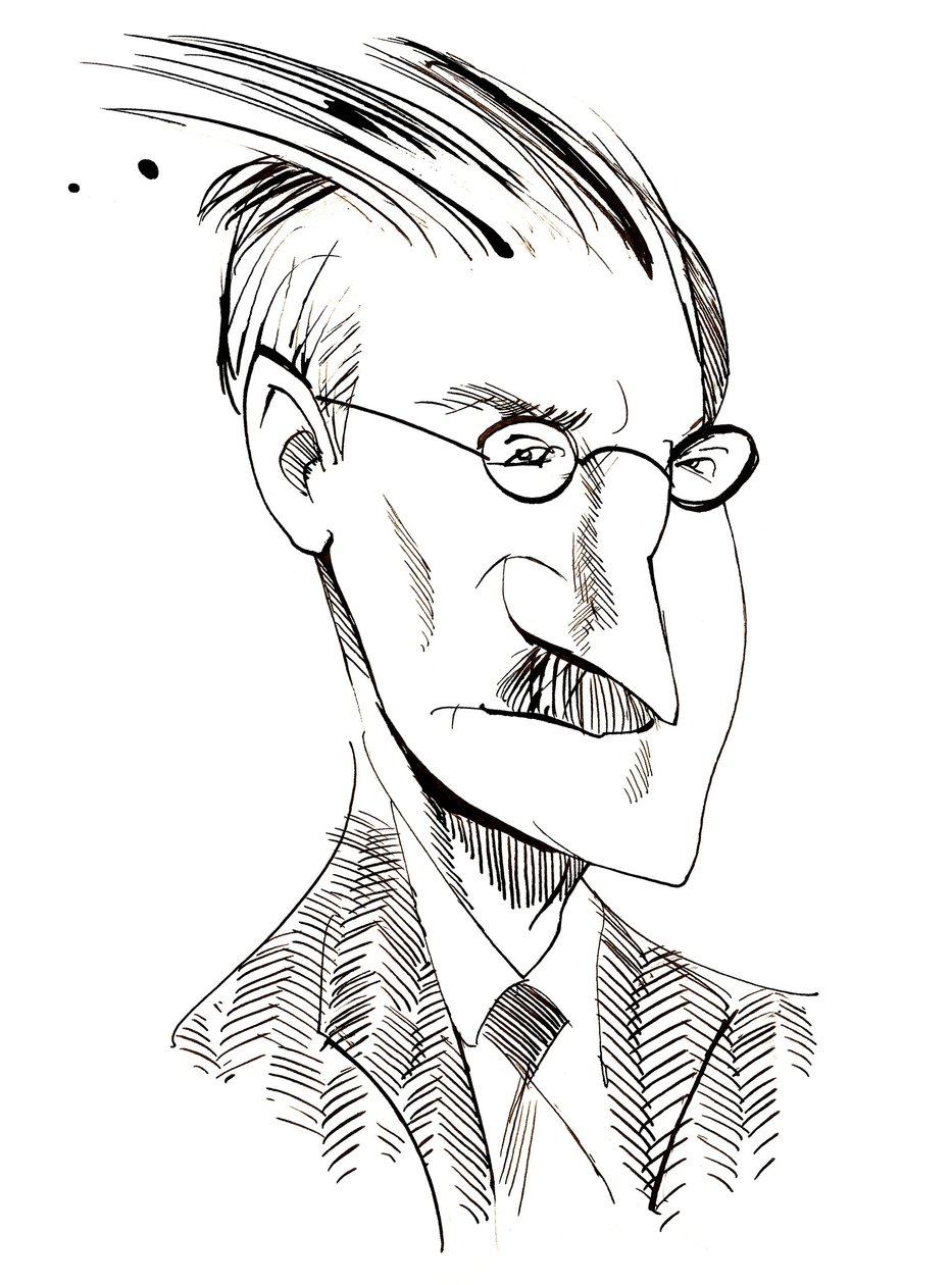 James Joyce - caricatura dello scrittore irlandese (1882-1941) da Neale Osborne