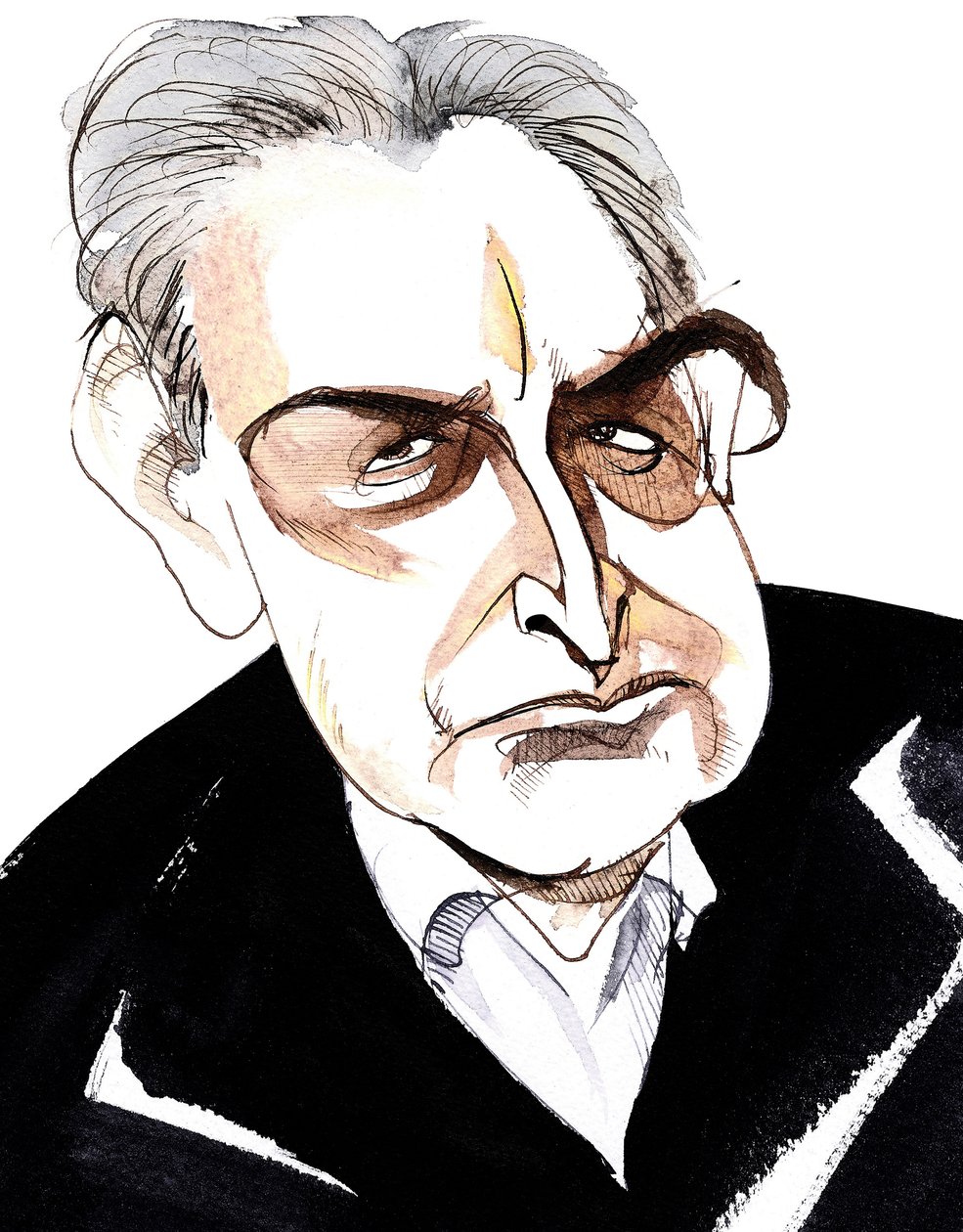 John Banville, romanziere e sceneggiatore irlandese; scrittore di gialli sotto lo pseudonimo di Benjamin Black; caricatura da Neale Osborne