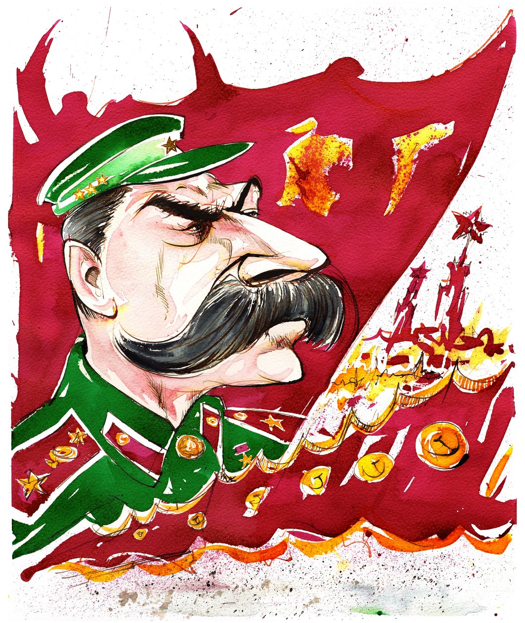 Joseph Stalin - caricatura a colori da Neale Osborne
