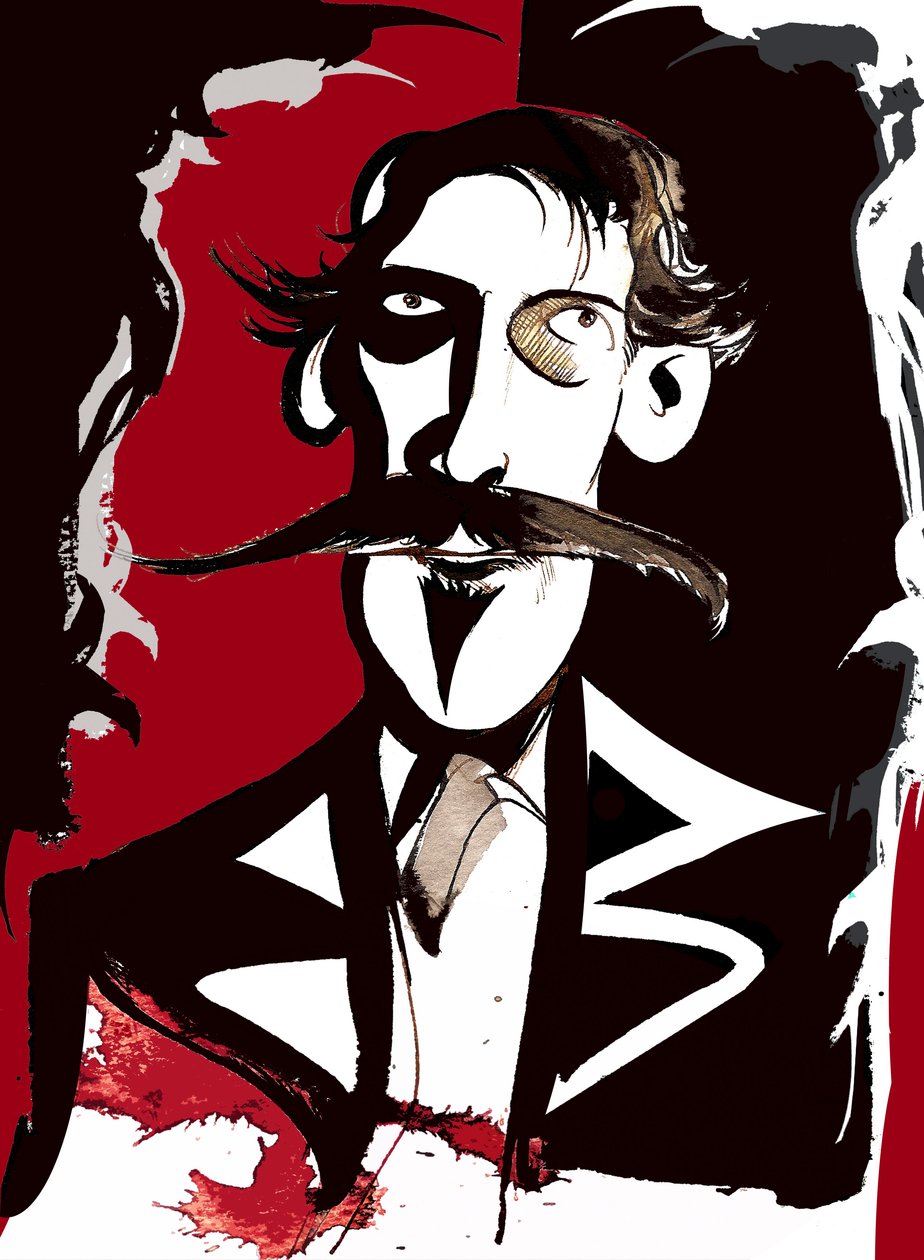 Robert Louis Stevenson - caricatura a colori da Neale Osborne