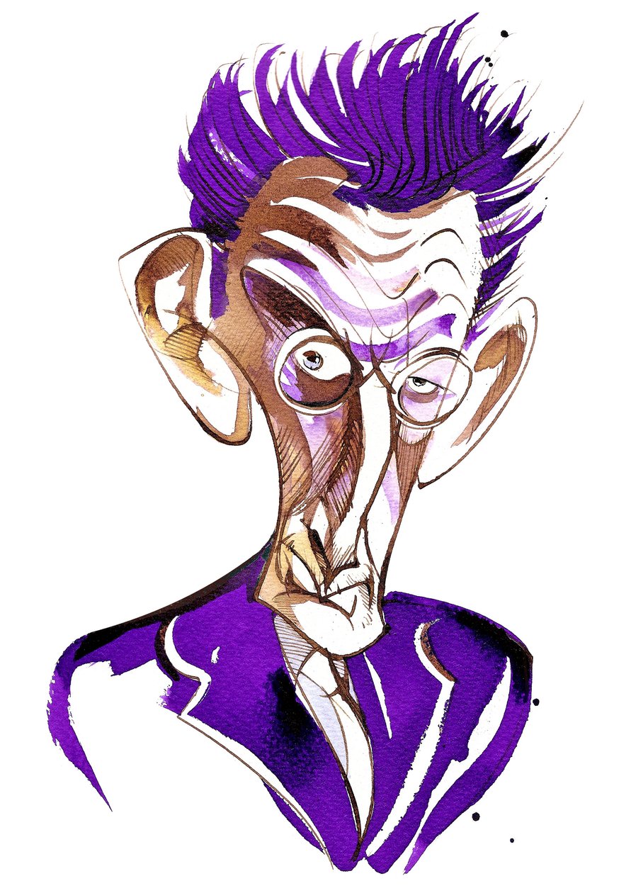 Samuel Beckett (scrittore e drammaturgo irlandese, 1906-89) caricatura a colori da Neale Osborne