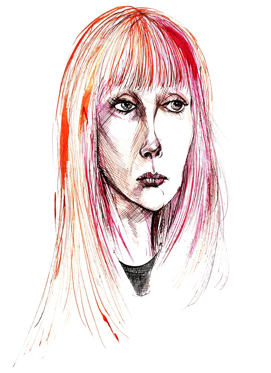 Sylvie Guillem - ritratto a inchiostro a colori da Neale Osborne