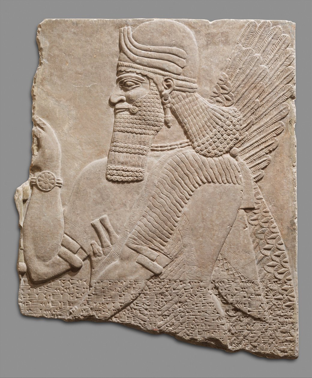 Pannello in rilievo di figura soprannaturale, c.883-59 a.C. da Neo Assyrian