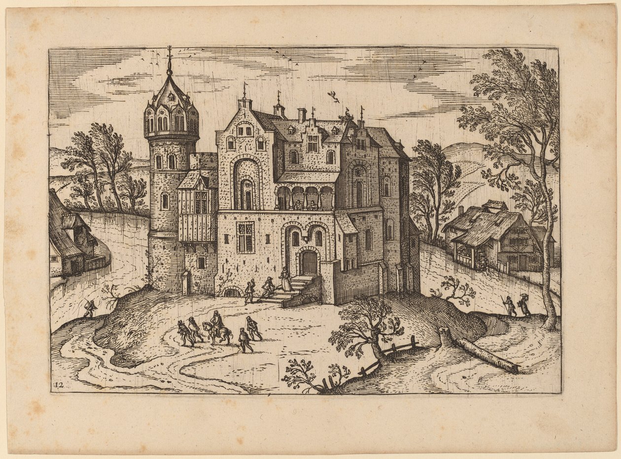 Castello vicino a un fiume da Netherlandish 16th Century