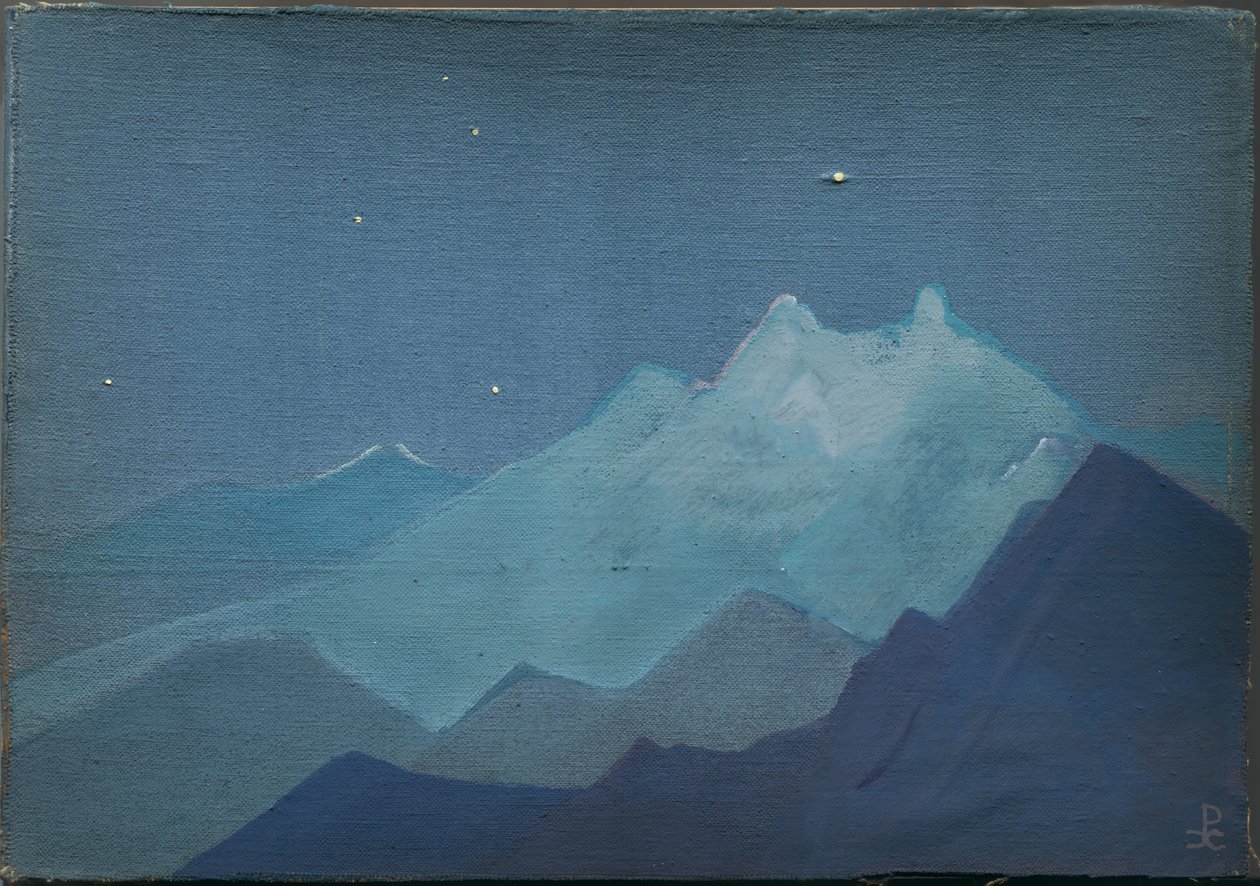 Himalaya, montagne illuminate dalla luna, schizzo, 1933 da Nicholas Roerich