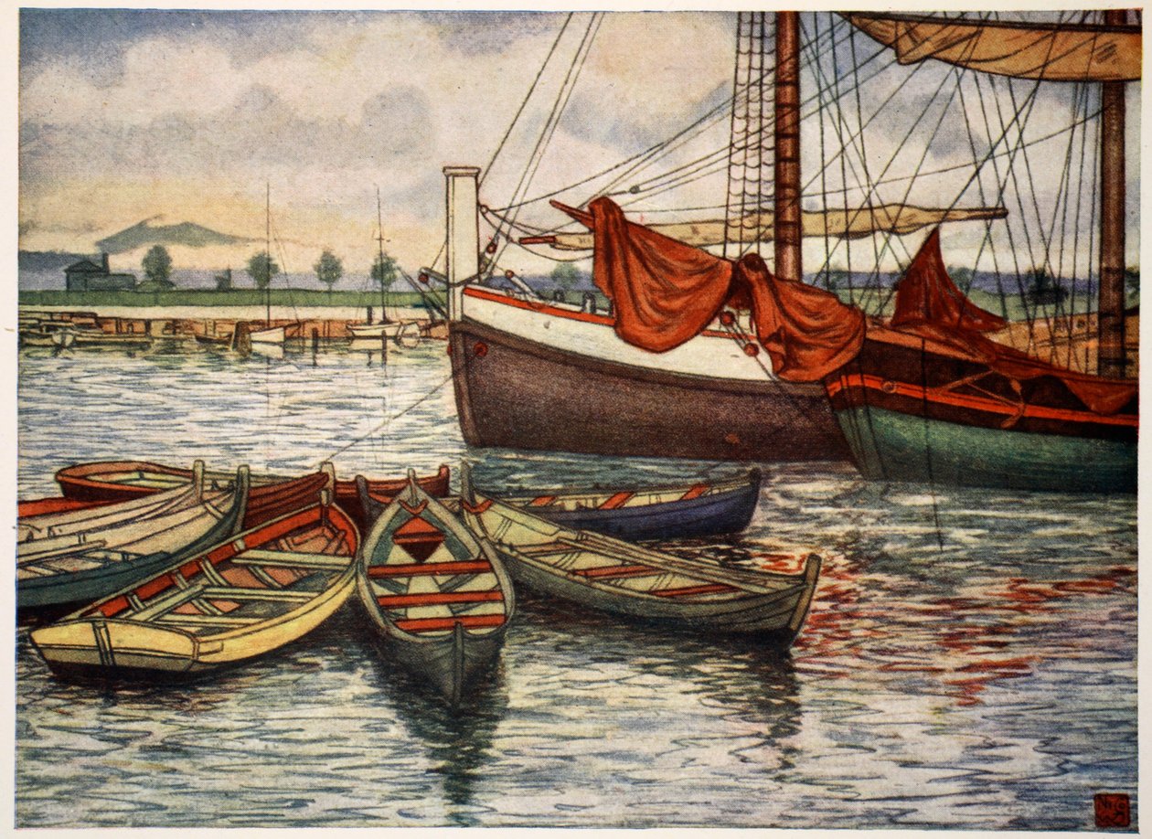 Trondhjem: vecchie barche, 1905 da Nico Jungman