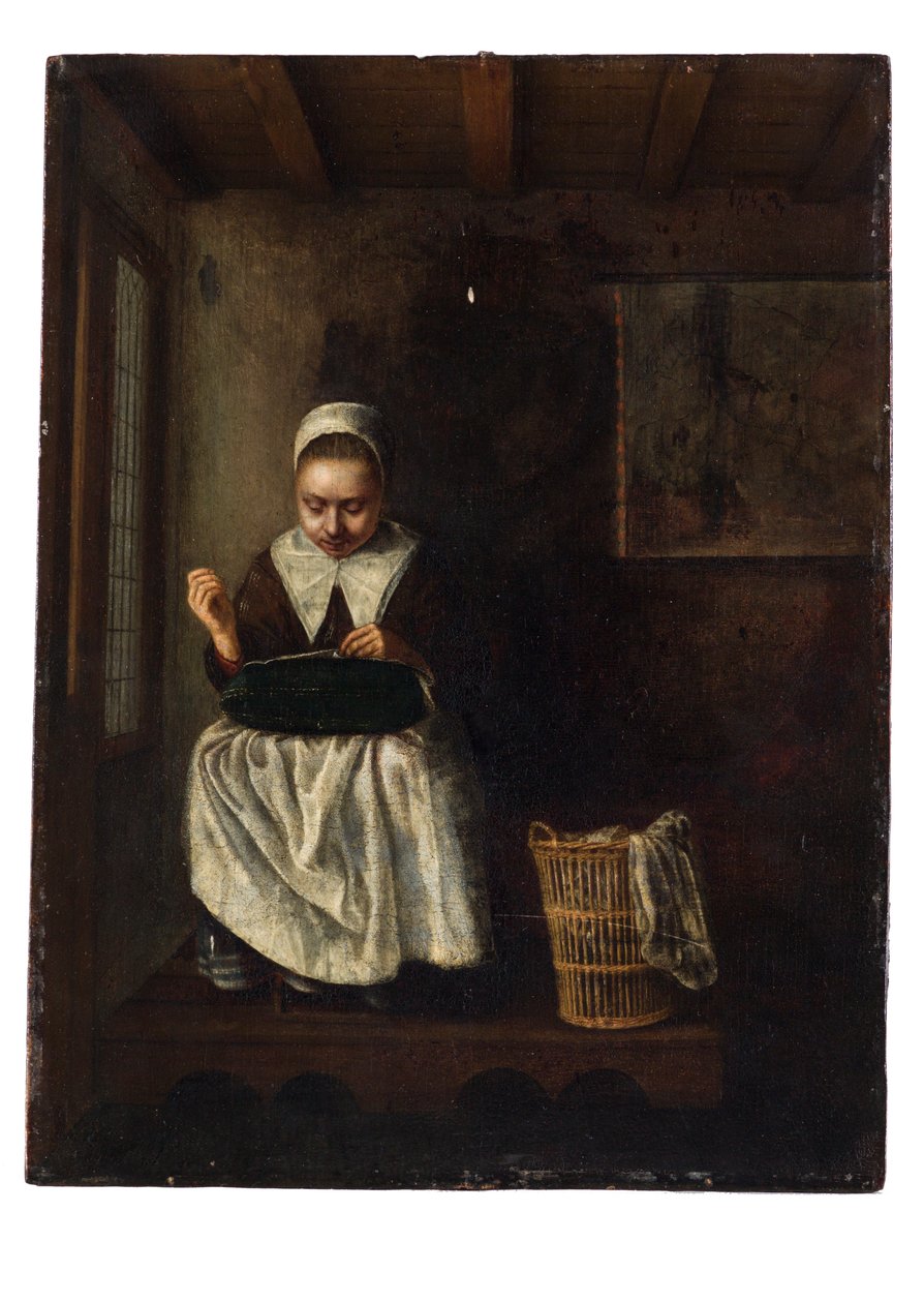 Una ragazza che cuce da Nicolaes Maes