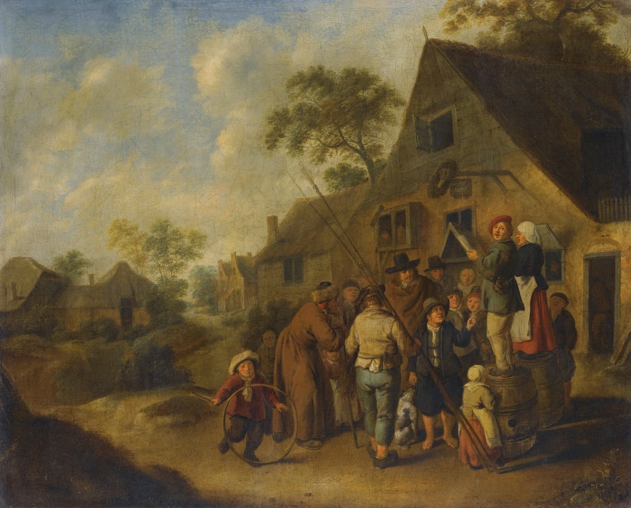 Figure che Proclamano le Notizie su Barili Fuori da una Locanda di Jan Miense Molenaer da Nicolaes Molenaer