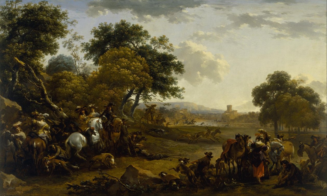 Paesaggio con una battuta di caccia da Nicolaes Pietersz. Berchem