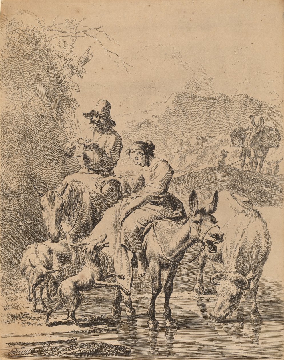 Pastorella su un asino da Nicolaes Berchem