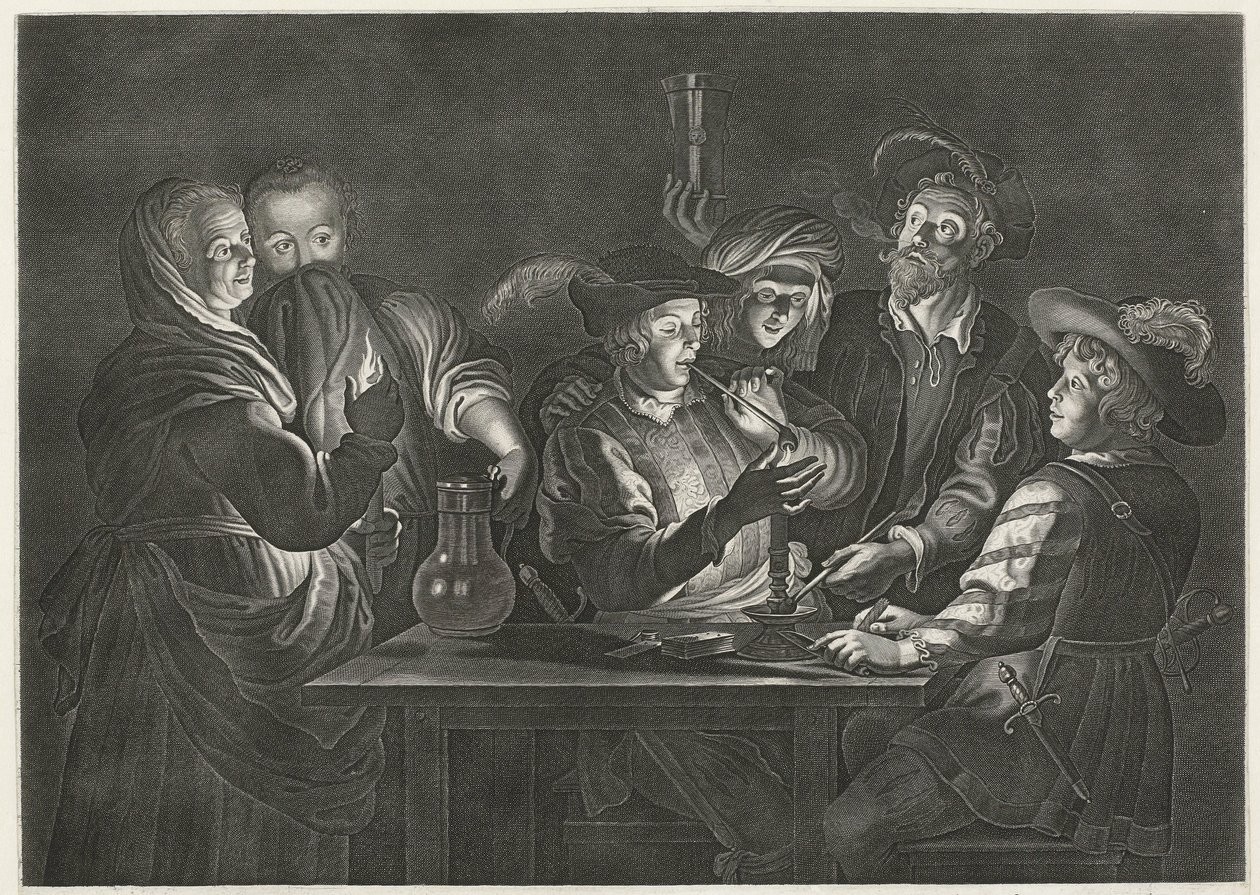 Uomini che fumano e bevono in una locanda da Nicolaes Lauwers