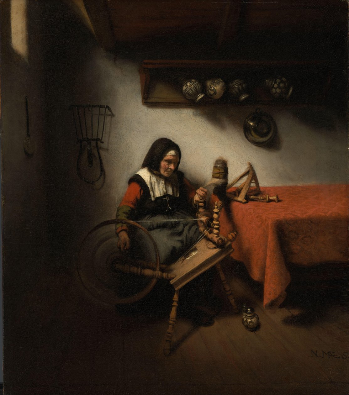 Vecchia che fila da Nicolaes Maes