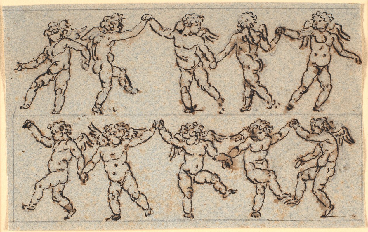 Fregio con due file di amorini danzanti da Nicolai Abildgaard