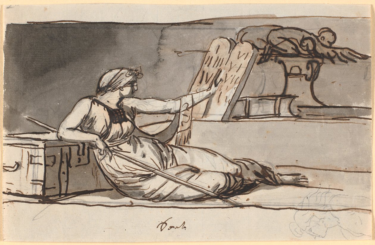 Figura femminile sdraiata che simboleggia la religione ebraica da Nicolai Abildgaard