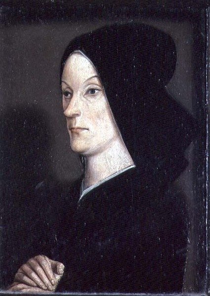 Il Dittico di Matheron: ritratto di Jeanne de Laval (m.1498) seconda moglie di Renato I il Buono (1409-80) pannello destro da Nicolas Froment
