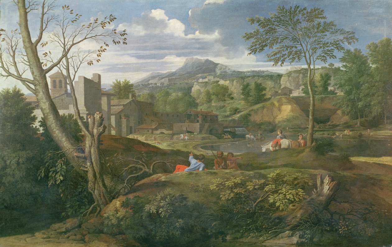 Paesaggio con edifici, 1648-51 da Nicolas Poussin