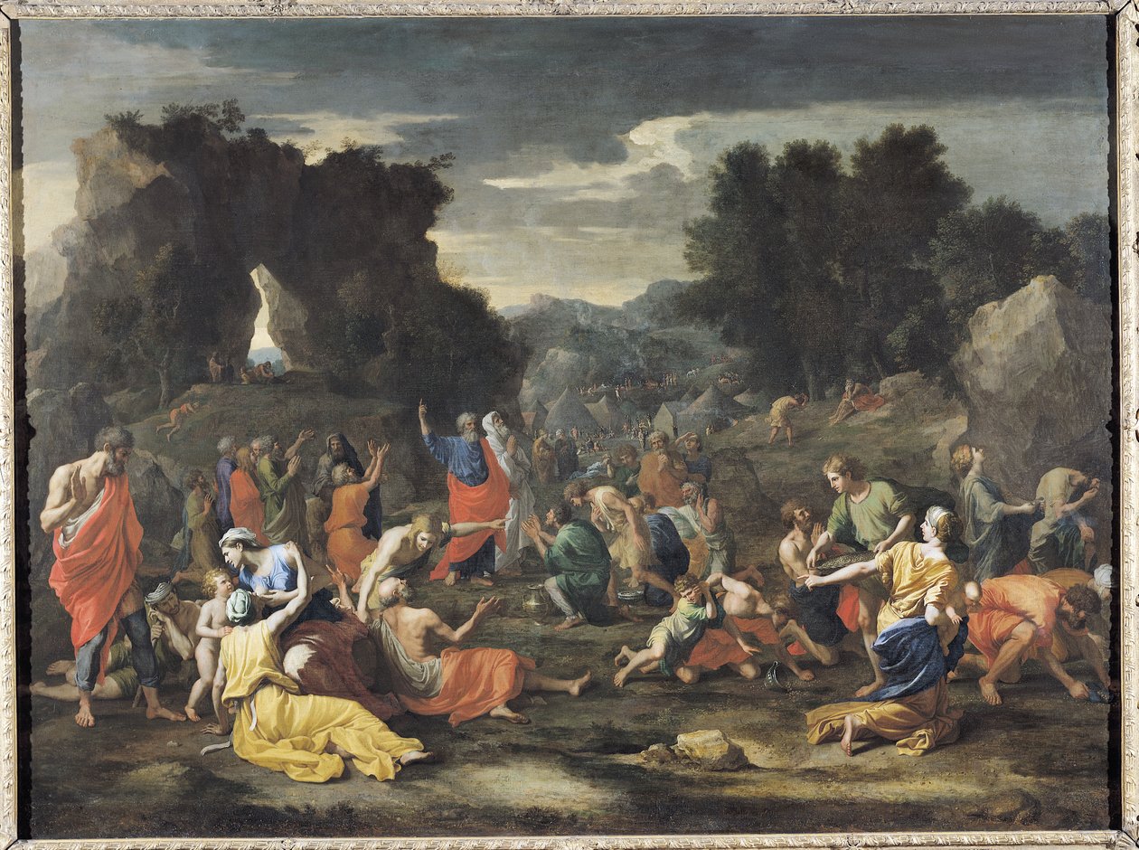 La raccolta della manna, c.1637-9 da Nicolas Poussin