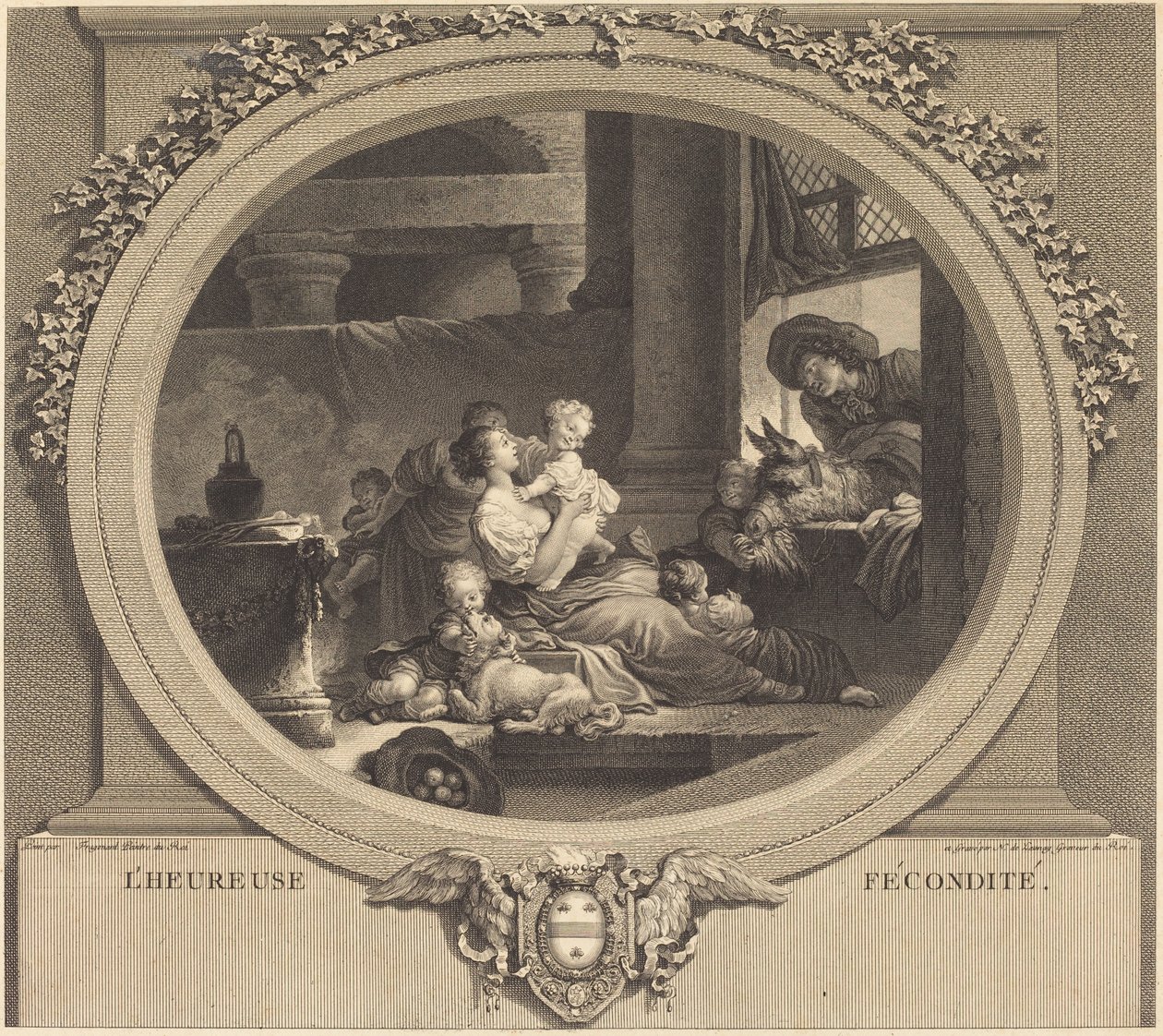 La felice fecondità da Nicolas Delaunay after Jean Honoré Fragonard