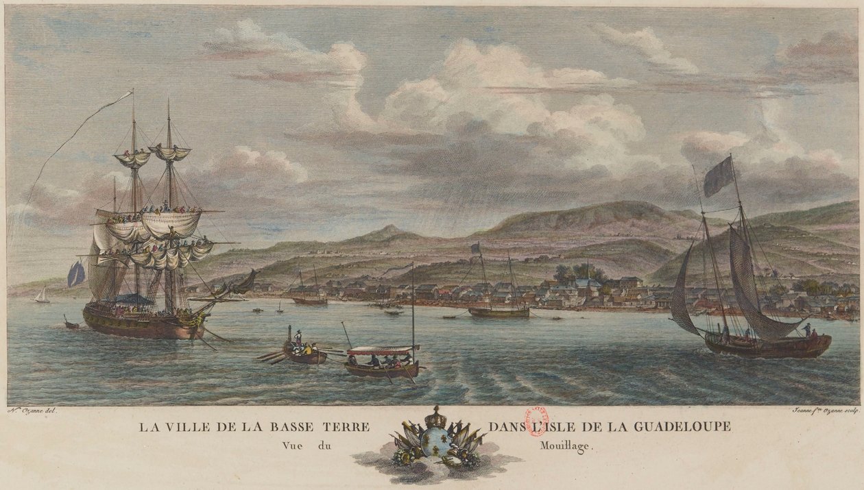 Ancoraggio di Basse-Terre in Guadalupa nel 1776 da Nicolas Ozanne