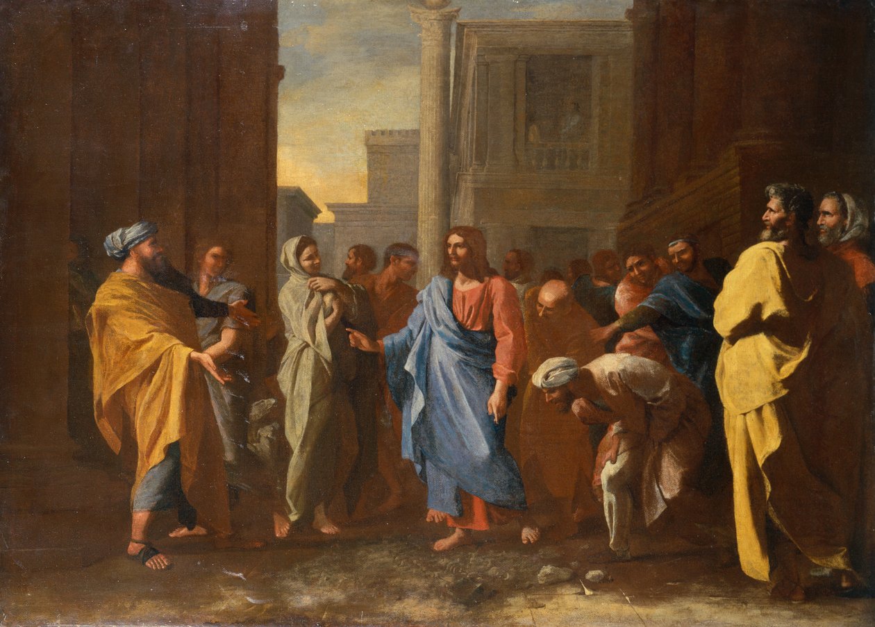 Cristo e la donna adultera da Nicolas Poussin