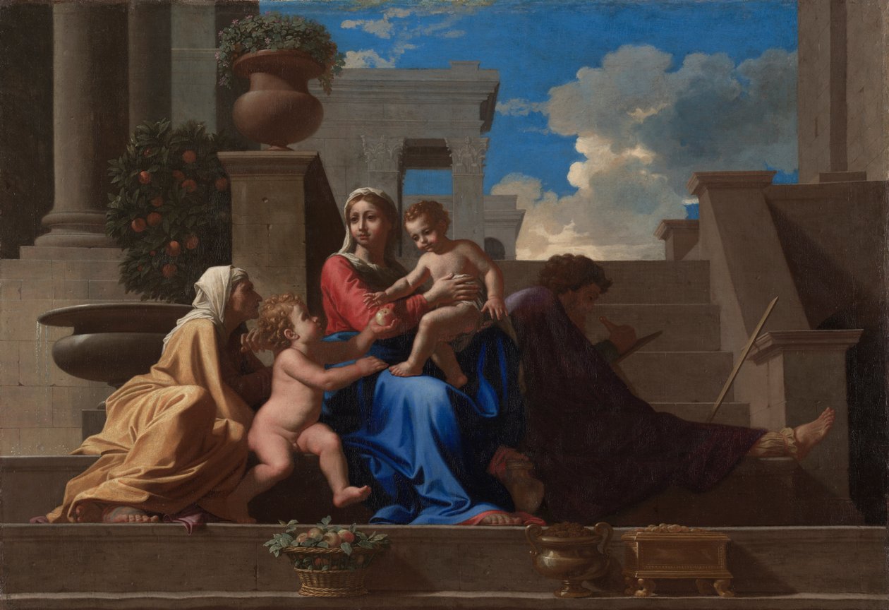 La Sacra Famiglia sui gradini da Nicolas Poussin