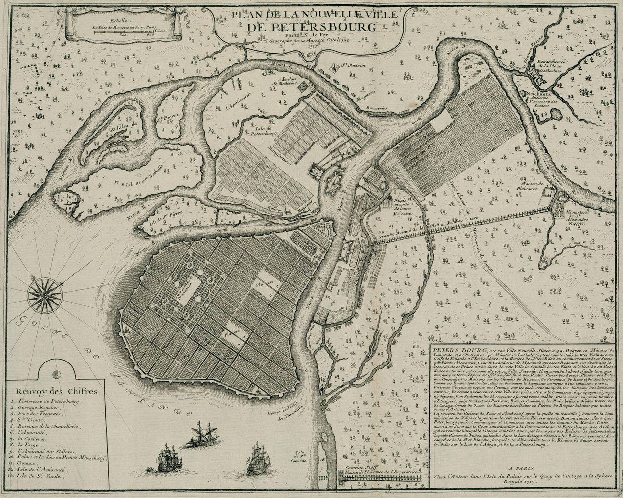 Mappa di Pietroburgo da Nicolas de Fer