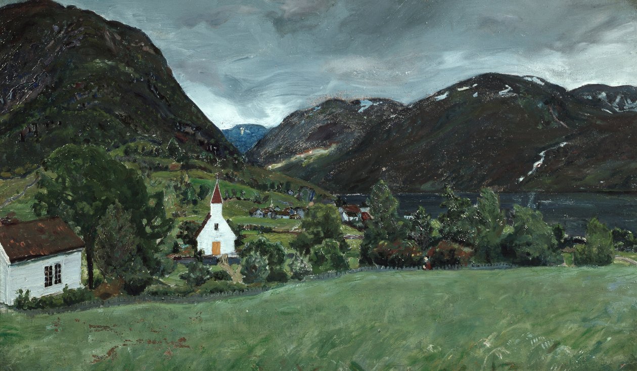 Rettorato e chiesa di Alhus da Nikolai Astrup