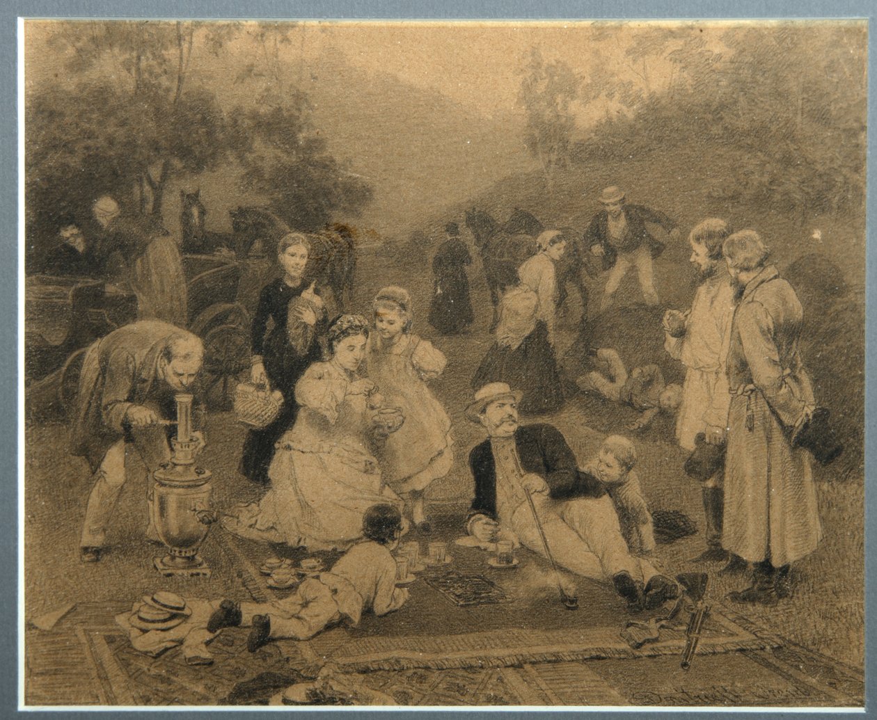 Festa del tè del proprietario terriero da Nikolai Dmitrievich Dmitriev Orenburgsky