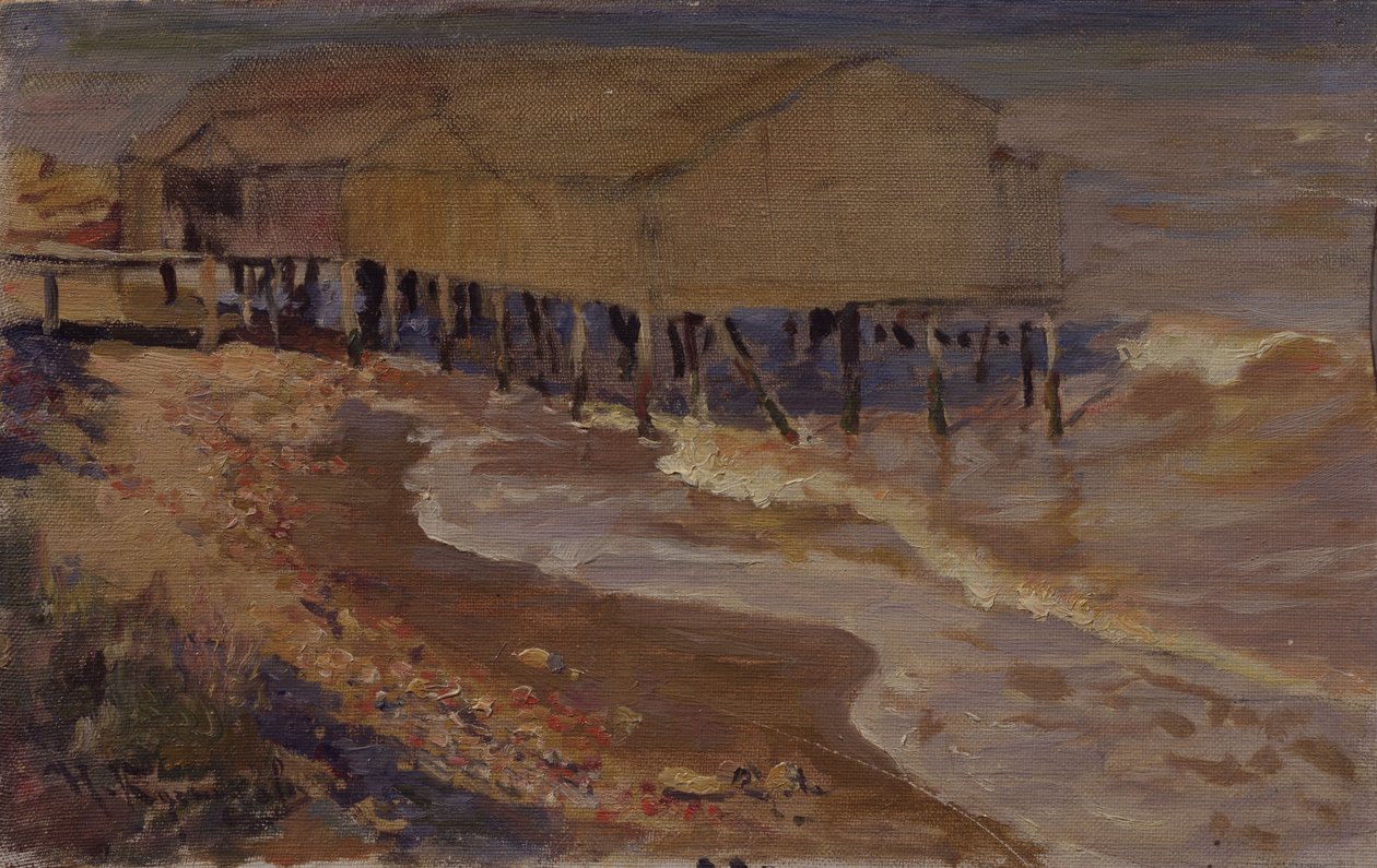 Una casa da bagno sulla spiaggia da Nikolai Dmitrievich Kuznetsov