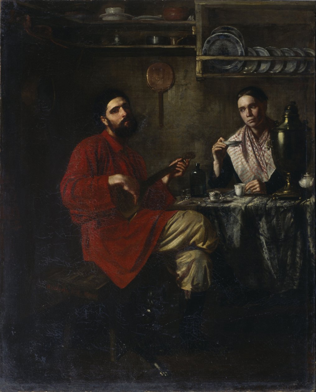 Scena domestica di vita contadina, 1855 da Nikolai Vasilyevich Nevrev
