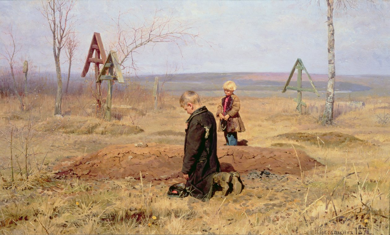Gli orfani, 1891 da Nikolaj Alekseevich Kasatkin