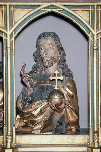 Intaglio in legno di Gesù Cristo (dettaglio) da Nikolaus Hagenauer