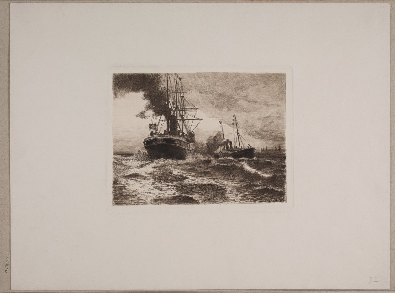 Navi a vapore presso Kronborg da Nils Severin Lynge Hansteen