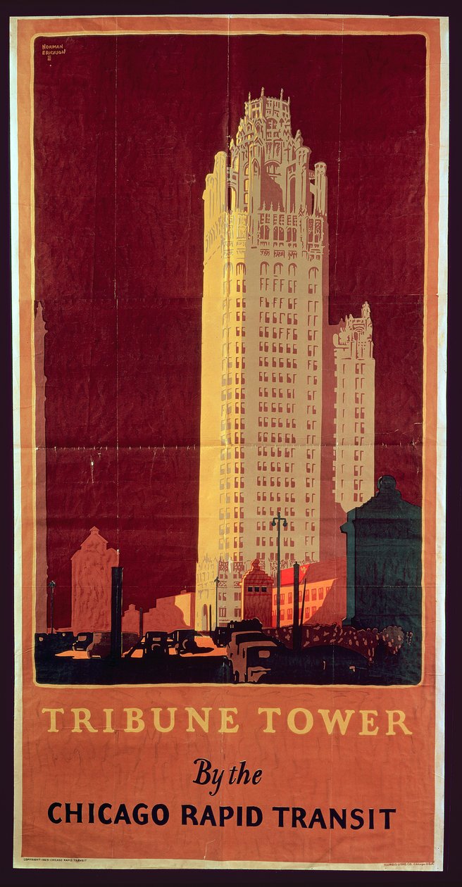 Tribune Tower, pubblicato da Chicago Rapid Transit Company, USA, 1925 da Norman Erickson