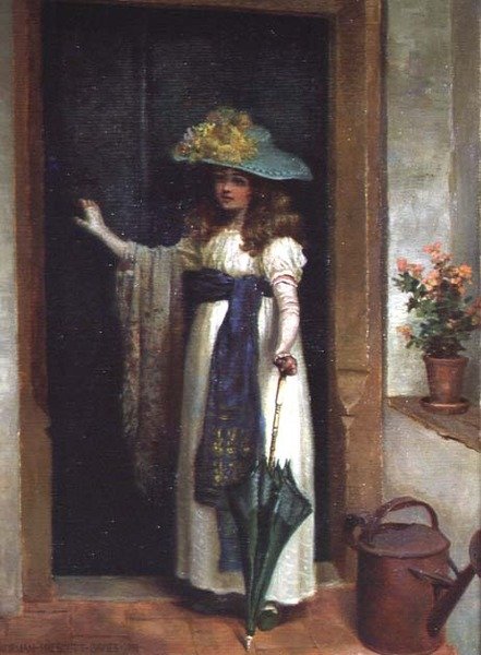 Giovane ragazza con un ombrello da Norman Prescott Davies