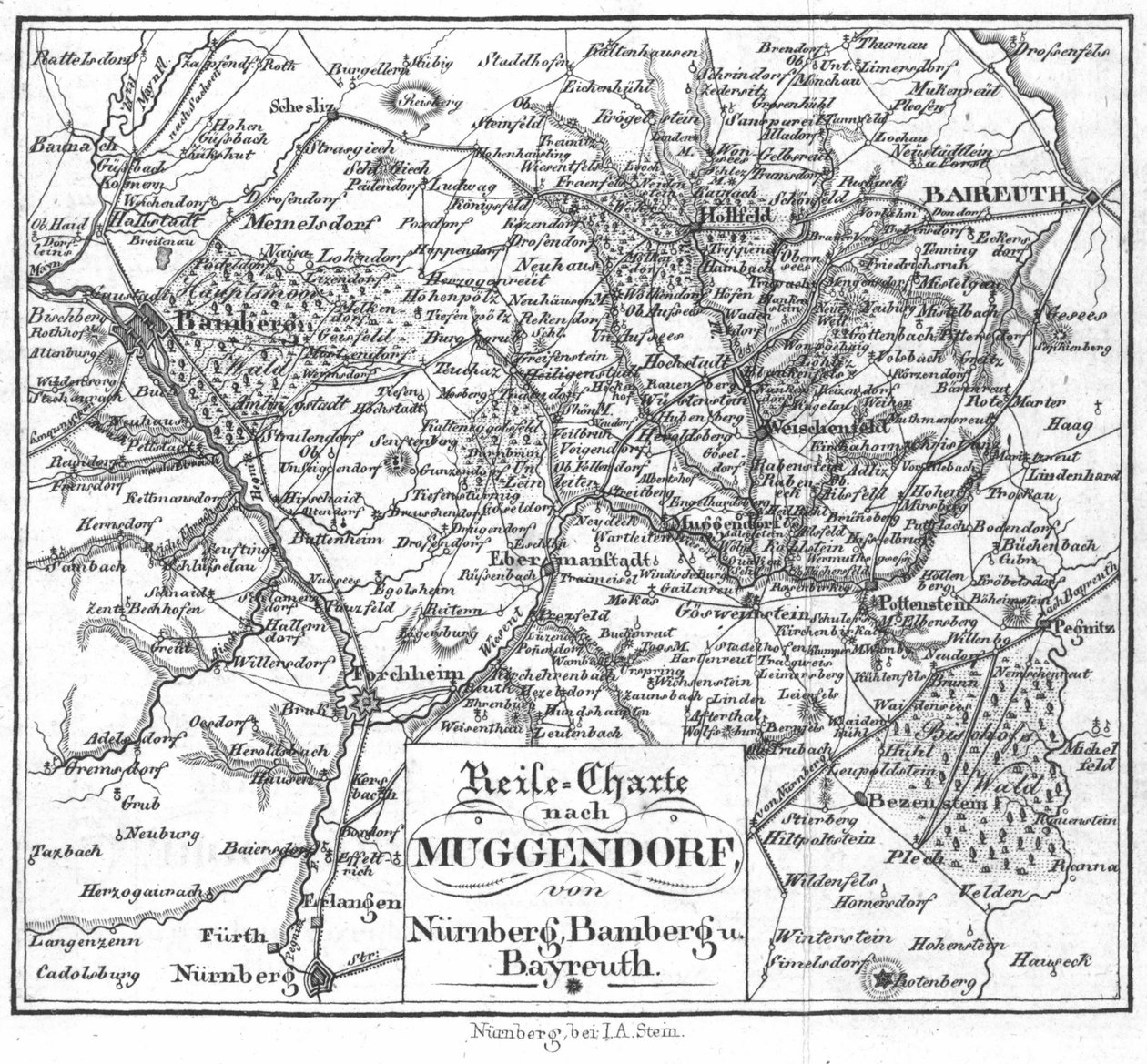 Carta di Muggendorf da Norimberga, Bamberga e Bayreuth da Nürnberg Verlag J. A. Stein