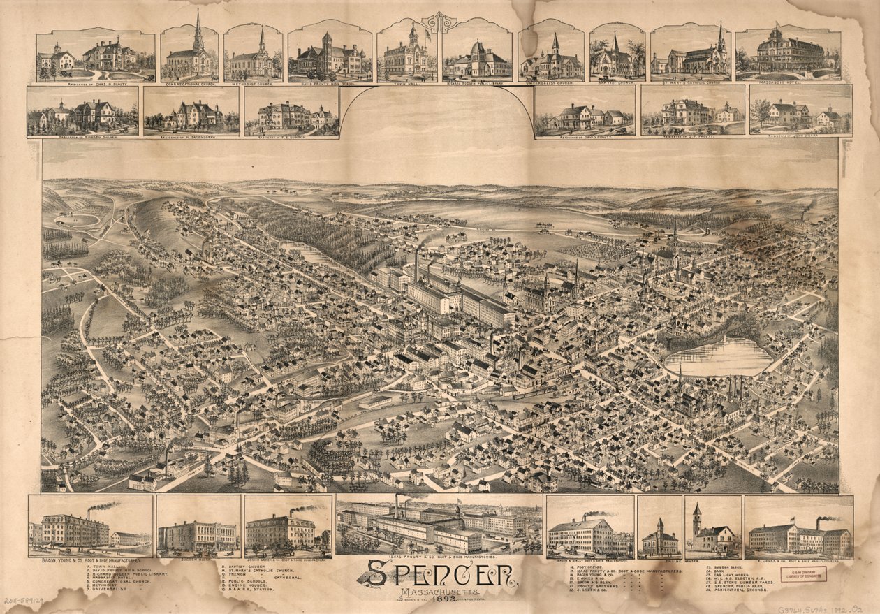 Spencer, Massachusetts, 1892 da O.H. Bailey and Co.