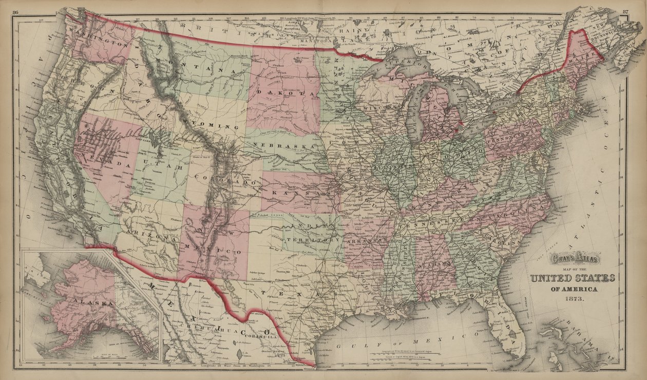 Atlante di Gray degli Stati Uniti da O.W. Gary